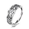 Anillo de plata tailandesa retro con apertura para el dedo índice, con diseño de rosa elegante y ligero, de Chiba, plata 925, Corea Dongdaemun