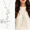 Cadena para Suéter de Collar Largo Geométrico, Accesorio de Lujo de Alta Gama, Versátil y de Moda, Colgante de Perla para Otoño e Invierno