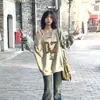 Moletom de um ombro estilo moda de rua americana para mulheres Primavera e Outono 2025 Fino Solto Casual Estilo Hot Girl Top Preguiçoso