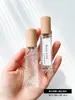 Frasco Dispensador de Vidro para Fragrâncias em Estoque, Frasco de Amostra Portátil 10ml/5ml, Frasco de Vidro Recarregável Tipo Spray com Tampa de Madeira, Vazio