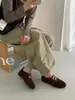 Tênis casuais esportivos de outono vintage com bico redondo, alça elástica antiderrapante, sola macia, couro bovino de camada superior, tênis de treinamento alemão