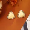 Pendientes Triangulares Cepillados de Alto Gama en Bloques de Color Dorado y Plateado con Pasadores de Plata 925, Pendientes de Diseño de Nicho a la Moda, Estilo Minimalista Ins