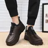 Moda Casual Sapatos de Algodão Estilo Pai Impermeáveis de Couro para Meia-Idade e Idosos Sapatos de Algodão Masculinos de Inverno 2024 Antiderrapantes com Solado Macio Sapatos de Algodão Masculinos