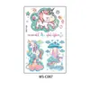 Tatuaje de Unicornio con Purpurina Nueva Serie Morada de Dibujos Animados Lindo y Soñador Pequeño Pony Tatuaje Temporal Desechable