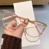 2026 Novos Óculos Planos Femininos com Formato Cat-Eye, Armações de Metal da Moda Levemente Luxuosas, Óculos Rosa Retrô Tendência Atacado