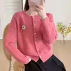 Nuevo suéter de punto floral estilo coreano para otoño e invierno para mujer - elegante, dulce, moderno, rejuvenecedor, versátil y adelgazante