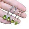 Aretes de peridoto natural, chapados en plata 925, tamaño de la piedra principal 6*9mm, ¡naturales y admiten pruebas!