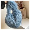 Comercio exterior 2024 nuevo bolso de hombro para mujer con imitación de pluma de pavo, bolso de moda de alta gama, bolso de nicho de moda, todo-partido