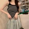 Camisola de Punto Rayada para Mujer Verano 2025 Nuevo Diseño Dulce y Atrevido Top Corto sin Mangas para Usar por Encima