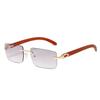 Gafas de Sol Cuadradas Sin Marco con Borde Cortado tipo Cuerno Europeas y Americanas de Moda para Hombres Gafas de Sol Personalizadas con Grano de Madera para Mujeres