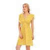 Temu Amazon Transfronteiriço Primavera e Verão Novo Vestido de Praia Feminino Estilo Boêmio Chiffon Estampado Vestido de Bainha Larga
