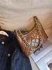 Bolso de Hombro tipo Tote de Cuero Genuino Estilo Tweed para Mujer 2025 Primavera y Verano Nuevo de Moda de Gama Alta Acolchado con Cadena Bolso Cruzado