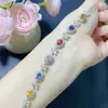 Pulsera de Zafiro Natural Popular y Colorida Plata S925 Piedra Principal para Mujer 4*6mm Venta Caliente Dropshipping Transfronterizo