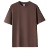 Camiseta Versátil de Algodão Puro Pesado, Corte Solto, Estilo Coreano, para Homens e Mulheres, nas Cores Preto, Branco, Rosa, Vinho e Café