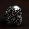 Anillo de Dedo Índice Personalizado Estilo Punk Calavera Resistente Estilo Europeo y Americano, Anillo Abierto Ajustable de Vid de Rosa Vintage