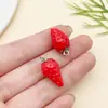 5 Brinquedos de Comida de Resina Estéreo Vermelho/Rosa Pingente Grande de Morango Chaveiro DIY Pulseira Brincos Acessórios de Joia