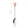 Tenedor y Cuchara de Acero Inoxidable con Mango de Cerámica en Forma de Corazón, Estilo Lindo para Postre, Fruta, Té de la Tarde para Niñas, Cucharita de Café