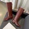 Botas de moda estilo británico de caña alta de 3 cm, nuevo modelo otoño e invierno 2026, punta fina, tacón bajo, botas de montar sin cordones hasta la rodilla