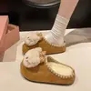Pantuflas de algodón tipo slip-on, lindas, versátiles y casuales, forradas de felpa, para otoño e invierno, nuevo estilo 2026, zapatos de algodón con suela gruesa estilo Birkenstock para mujer