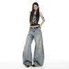 Jeans Feminino Laranja Jovem# Design Rasgado Moda Perna Larga Solto Emagrecimento Personalidade Elegante Versátil Calças Machete