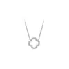 Collar de Plata de Ley S925 Hueco de Trébol de Cuatro Hojas de la Suerte con Colgante de Circonita Diamantada, Cadena de Clavícula de Lujo Ligero de Gama Alta, Simple y Clásico