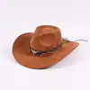 Sombrero Vaquero Occidental de Bloques de Color con Cinturón, Sombrero Transfronterizo de Amazon, Estilo Étnico Vintage Versátil Sombrero de Jazz, Bombín