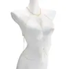 Cadena de Pecho para Bikini con Borla de Perlas Artificiales Multicapa Estilo Vacacional Transfronterizo Europeo y Americano, Cadena Corporal Sexy de Perlas Redondas Estilo Ins