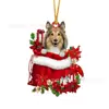 2023 nuevo creativo transfronterizo adornos de perro muñeco de nieve de Navidad adornos planos acrílicos para coche decoraciones de Navidad