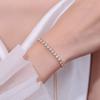Pulseira de zircônia dourada champanhe estilo europeu e americano transfronteiriça feminina, não desbota, com diamantes incrustados, elegante, versátil, com ajuste de puxar