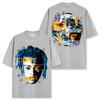 Camiseta de manga corta con estampado XXX TENTACION de hip-hop retro transfronterizo estadounidense, de algodón pesado lavado y cuello pequeño.