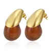 Brincos Coloridos em Forma de Gota da Moda Europeia e Americana Transfronteiriços Aço Inoxidável Cor Duradoura Brincos de Resina Versáteis Acessórios de Orelha para Primavera e Verão