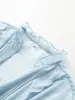 Comercio Exterior 2026 Verano Nueva Moda Elegante Blusa de Manga Larga con Cuello en V en Capas para Mujeres Europeas y Americanas