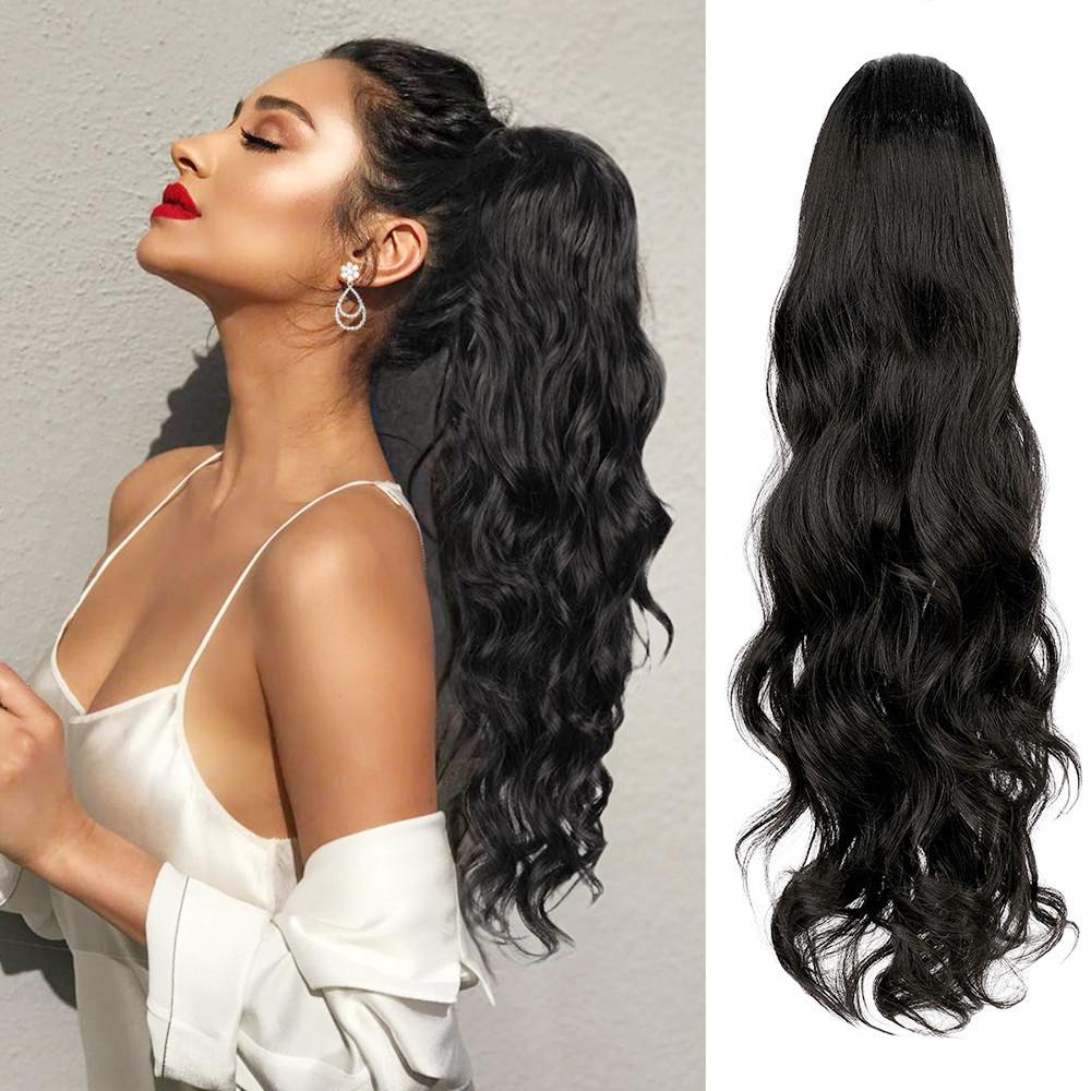 速卖通假发女长卷发抓夹式马尾欧美大波浪高马尾辫子假发厂家现货