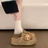 Pantuflas Retro Birkenstock para Mujer Ropa de Exterior 2026 Otoño Nuevo Estilo Caricatura Persona Perezosa Slip-on Suela Gruesa Punta Cerrada Medias Pantuflas