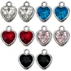 Colgante colorido en forma de corazón con incrustaciones de diamantes, accesorios de joyería hechos a mano para bricolaje, pendientes, llaveros, pequeños colgantes de aleación electrochapada