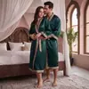 Venta Directa de Fábrica Bata Unisex de Seda Artificial Bata de Baño para Pareja en Casa Pijama Holgado de Manga Larga Hielo Seda Mañana