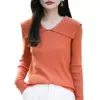 Suéter de lana de hilo fino transfronterizo para mujer, reversible por delante y por detrás, cuello grande, uso versátil, tacto de alta gama, estilo casual, rentable