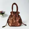 Bolso de Mano para Mujer Bolso Pequeño Bolso de Mano Estilo Étnico Bolso Bordado Bolso de Mamá Bolso Cubo para Mujer Cierre de Cordón Bolso para Teléfono Móvil Hanfu