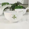 Dijia Série Lírio-do-Vale da Sorte Conjunto de Seis Tigelas e Seis Colheres Tigela de Arroz de Porcelana Óssea para Casa Presente Moderno Casual de Inauguração