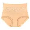 Pantaletas de seda de hielo sin costuras de cintura alta para mujer talla grande con encaje calado y patchwork, entrepierna de algodón puro, control de abdomen y realce de glúteos para mujer