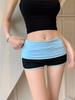Shorts casuais elásticos de cor contrastante femininos verão justo cintura baixa calças retas spice girl leggings esportes linha A calças quentes