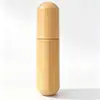 Nueva Botella de Aceite Esencial Rollerball Redonda de Bambú con Borla, Botella Recargable de Perfume de Bambú Estilo Antiguo, Botella de Perfume Vacía