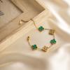 Pulseira Trevo de Quatro Folhas Grande de Aço Titânio 15mm Cinco Flores Dupla Face Celebridade da Internet Banhada a Ouro 18K Não Desbota Luxo Acessível Estilo Quente Transfronteiriço Feminino