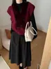 Chaleco de Punto Peludo Empalmado de Nuevo Diseño Otoño/Invierno 2026 Suéter Chaleco Holgado Sin Mangas para Superponer para Mujer