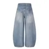 Jeans retro americanos con perlas de imitación en pierna curva para hombre y mujer, 2026 corte holgado casual de pierna ancha, pantalones largos versátiles y estilizados