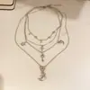 Colar de Lua com Zircônia Estilo Metal Transfronteiriço Europeu e Americano, Corrente de Clavícula de Moda Nicho de Luxo Leve com um Toque de Alto Padrão para Mulheres