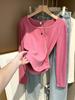 Camiseta de Capa Base De Rong para Mujer, Otoño e Invierno, Top Corto de Espiga de Pescado Elegante y Único, Corte Slim, Camiseta de Manga Larga
