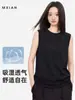 Verão Meia-Gola Alta Gola Redonda Algodão Puro Roupa Íntima Cor Sólida Camisola Colete Conjunto Jaqueta Sem Mangas Alto Padrão Branco