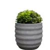 Vasos de Flores de Fibra de Vidro com Aparência de Pedra para Exterior, Vasos Grandes Redondos com Padrão Ondulado para Ruas Comerciais, Floreiras Decorativas para Shoppings