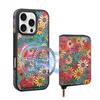 Funda para teléfono con carga inalámbrica compatible con Iphone18Promax, Soporte magnético con temática de flores, Funda protectora con tarjetero dos en uno